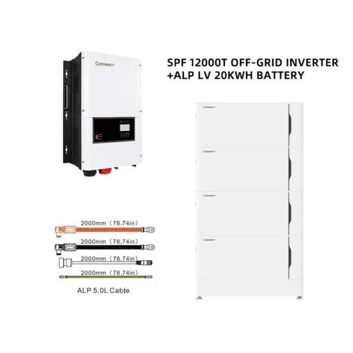 Off-Grid Growatt Storage System Bundle | 12kW 120/240V Output 48VDC - Growatt ALP LV 20kWh Battery System | SPF 12000T Split-Phase Off-Grid Storage Inverter | 4 ALP Stackable Battery Modules